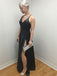 BohoProm prom dresses Simple Satin Spaghetti Straps Neckline A-line Prom Dresses With Slit PD083