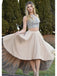 BohoProm prom dresses Stunning Satin Jewel Neckline 2 Pieces Hi-lo Length A-line Prom Dresses With Appliques PD201