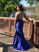 BohoProm prom dresses Stunning Satin Jewel Neckline Mermaid Prom Dresses With Rhinestones PD105