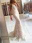 Trumpet/Mermaid Deep-V Sweep Train Lace Prom Dress 3078