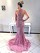 BohoProm prom dresses Trumpet/Mermaid Halter Sweep Train Tulle Full Sequined  Prom Dress 3060