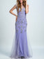 Trumpet/Mermaid Illusion Tulle Beaded Appliqued Evening Dresses 2891