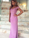 BohoProm prom dresses Trumpet/Mermaid Off-Shoulder Sweep Train Jersey Appliqued  Prom Dresses 2838