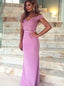 Trumpet/Mermaid Off-Shoulder Sweep Train Jersey Appliqued  Prom Dresses 2838