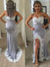 BohoProm prom dresses Trumpet/Mermaid Spaghetti Strap Sweep Train Jersey  Appliqued Beaded Prom Dress 3045