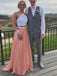 BohoProm prom dresses Unique Chiffon Jewel Neckline 2 Pieces A-line Prom Dresses With Beaded Appliques PD163