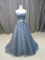Unique Tulle Sweetheart Neckline Sweep Train A-line Prom Dresses With Appliques PD034