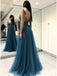 BohoProm prom dresses V-neck Lace Appliqued Sexy Long Formal Prom Dresses with Split,3363