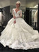 BohoProm Wedding Dresses A-line Deep-V Cathedral Train Tulle Appliqued Long Sleeve Wedding Dresses SWD021