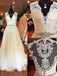 BohoProm Wedding Dresses A-line Deep-V Floor-Length Tulle Lace Rhine Stone Wedding Dresses SWD042