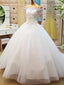 A-line Off-Shoulder Cathedral Train Tulle Beaded Lace Wedding Dresses ASD2628