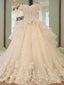 A-line Off-Shoulder Cathedral Train Tulle Rhine Stone Lace Wedding Dresses ASD2630