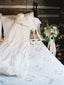 A-line Off-Shoulder Sweep Train Chiffon Rhine Stone Wedding Dresses ASD26703