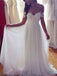 BohoProm Wedding Dresses A-line Off-Shoulder Sweep Train Chiffon White Wedding Dresses With Appliques ABC00030