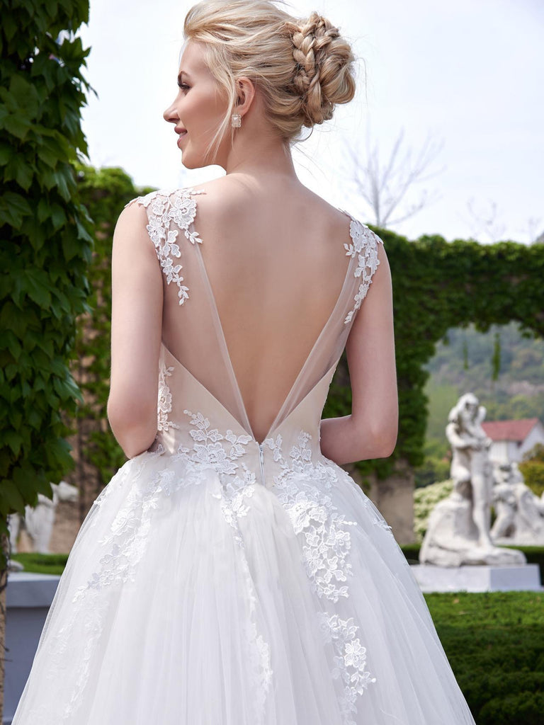 BohoProm Wedding Dresses A-line Scoop-Neck Chapel Train Tulle Lace Ivory Wedding Dresses ASD26962