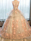 A-line Scoop-neck Floor-Length Tulle Appliqued Wedding Dresses HX0055