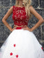 A-line Scoop-Neck Sweep Train Tulle Floral Romantic Wedding Dresses HX00165