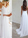 BohoProm Wedding Dresses A-line Spaghetti Strap Sweep Train Chiffon Appliqued  Wedding Dresses ABC0003