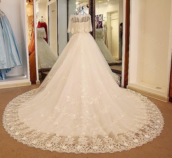 BohoProm Wedding Dresses A-line Sweetheart Cathedral Train Tulle Beaded Lace Wedding Dresses ASD2633