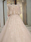 A-line Sweetheart Cathedral Train Tulle Beaded Lace Wedding Dresses ASD2633