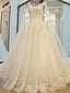 A-line Sweetheart Cathedral Train Tulle Rhine Stone Lace Wedding Dresses ASD2632