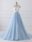 A-line Sweetheart Chapel Train Tulle Lace Beaded Wedding Dresses SWD018