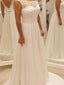 A-line Sweetheart Floor-Length Chiffon Lace Beaded  Wedding Dresses ABC0001