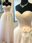 A-line Sweetheart Floor-Length Tulle Wedding Dresses With Flowers SWD008