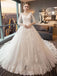 BohoProm Wedding Dresses A-line V-neck Cathedral Train Tulle Appliqued Long Wedding Dresses SWD044