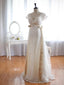 A-line V-neck Sweep Train Chiffon Lace Wedding Dresses ASD26764