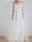 Alluring Lace & Tulle Off-the-shoulder Neckline A-line Wedding Dresses With Belt WD102