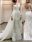 Alluring Tulle Scoop Neckline Long Sleeves Sheath Wedding Dresses WD138