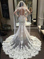 Attractive Lace Scoop Neckline Cut-out Column Wedding Dress WD051