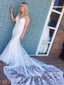 Attractive Lace V-neck Neckline Mermaid Wedding Dresses With Rhinestones WD073