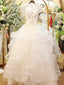 Ball-Gown Illusion Chapel Train Organza Rhine Stone Crystal Wedding Dresses ASD2627