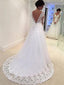 Beautiful Tulle V-neck Neckline A-line Wedding Dresses With Appliques WD027