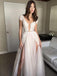 BohoProm Wedding Dresses Charming Tulle V-neck Neckline Cap Sleeves A-line Wedding Dresses WD126