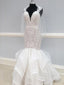 Chic Lace & Tulle V-neck Neckline Floor-length Mermaid Wedding Dress WD059