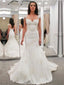 Chic Tulle Cap Sleeves Chapel Train Mermaid Wedding Dresses With Appliques WD089