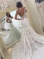 Delicate Lace Spaghetti Straps Neckline Mermaid Wedding Dresses With Appliques WD024