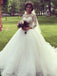 BohoProm Wedding Dresses Delicate Tulle Jewel Neckline Chapel Train Ball Gown Wedding Dresses With Appliques WD046