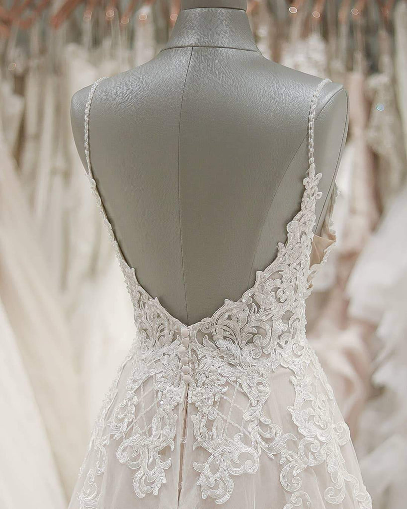 BohoProm Wedding Dresses Delicate Tulle Spaghetti Straps Neckline A-line Wedding Dresses WD141