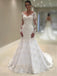 BohoProm Wedding Dresses Elegant Lace V-neck Neckline Mermaid Wedding Dresses With Appliques WD087