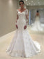 Elegant Lace V-neck Neckline Mermaid Wedding Dresses With Appliques WD087