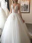 Exquisite Tulle Jewel Neckline Ball Gown Wedding Dresses With Appliques WD045