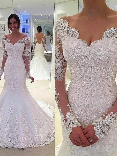 BohoProm Wedding Dresses Exquisite Tulle V-neck Neckline Mermaid Wedding Dresses With Beaded Appliques WD057