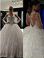 Eye-catching Lace Scoop Neckline Long Sleeves Ball Gown Wedding Dresses WD135