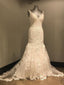 Eye-catching Tulle V-neck Neckline Mermaid Wedding Dresses With Appliques WD014