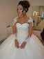 Fabulous Tulle Bateau Neckline Ball Gown Wedding Dresses With Beaded Appliques WD080
