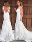 Glamorous Lace V-neck Neckline Mermaid Wedding Dresses With Appliques WD029
